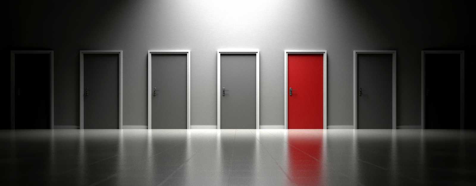 Computer rendering of a row of doors in a wall.